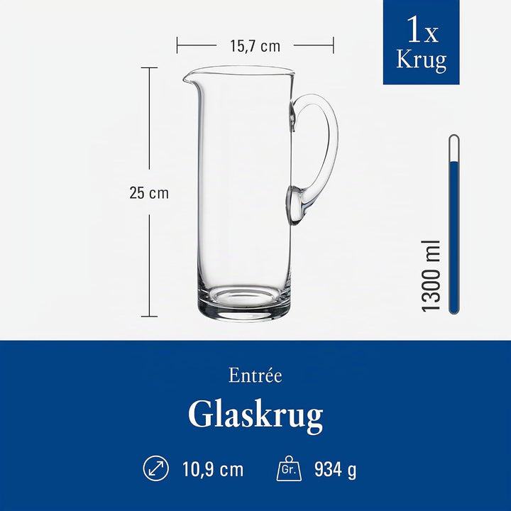 Villeroy und Boch Entrée Krug, 1,5 L, Kristallglas, Klar