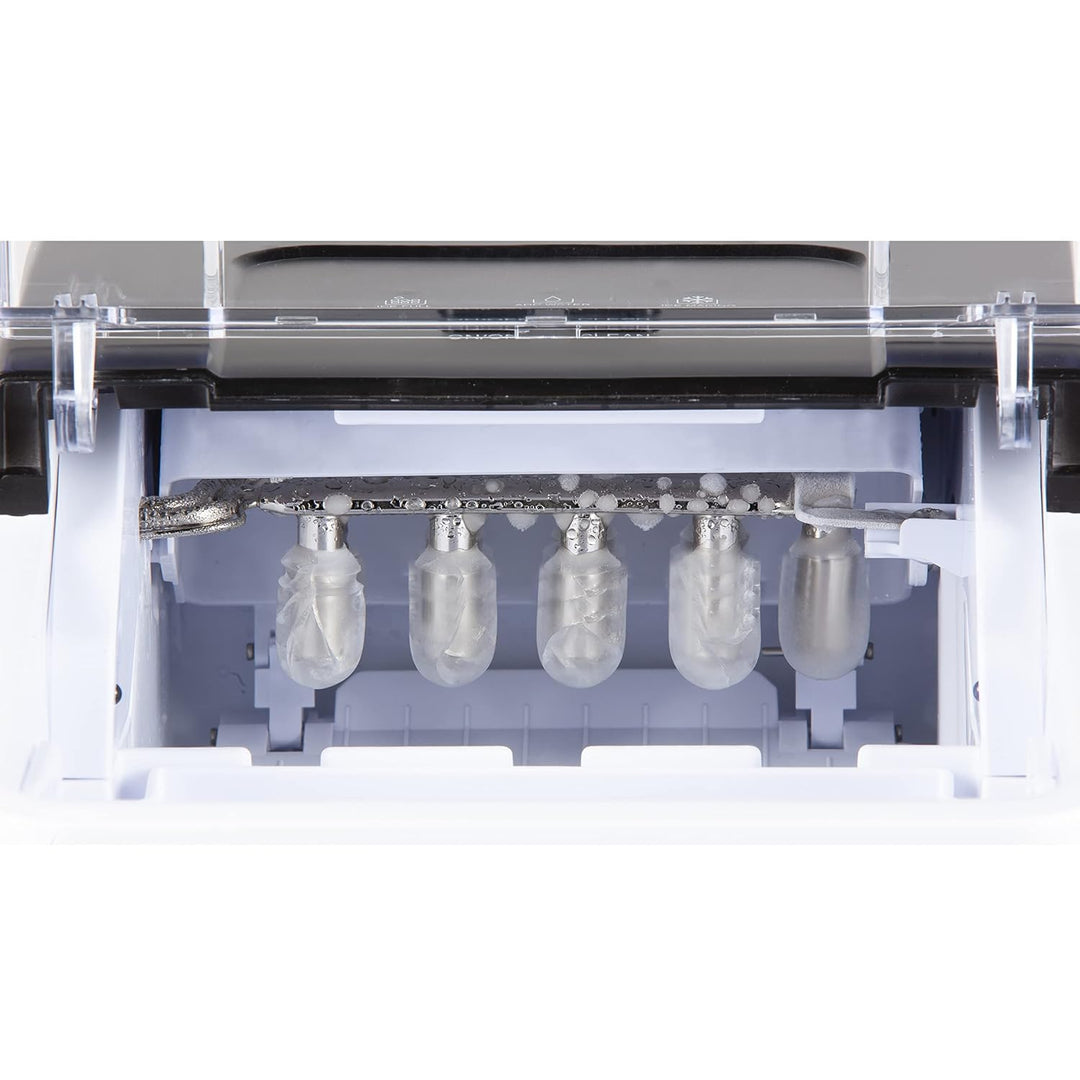 PRIMO PR407IB Tragbare Eiswürfelmaschine, 12 kg x 24 h, bereit in 9 Minuten, Schwarz