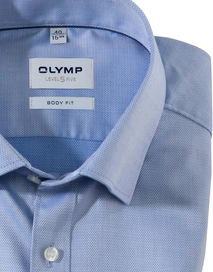 OLYMP Herren Businesshemd Langarm Level.Five.Body.fit,Einfarbig,Body fit,Under Button Down 37 Blau 1
