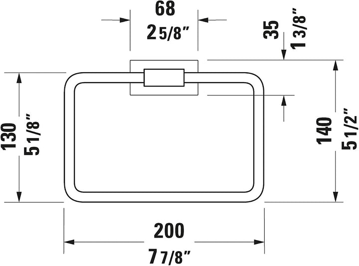Duravit Handtuchring Karree, Handtuchhalter Wandmontage, Chrom, 20 cm x 6 cm, Handtuchring