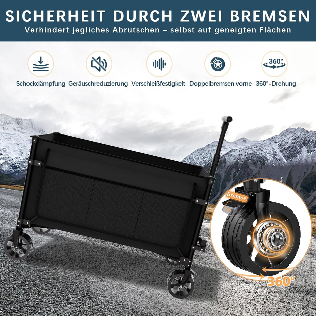 Favoyard Faltwagen 150L &amp; 163kg Tragkraft Klappbarer Bollerwagen mit All-Terrain-Rädern &amp; Bremse Lei