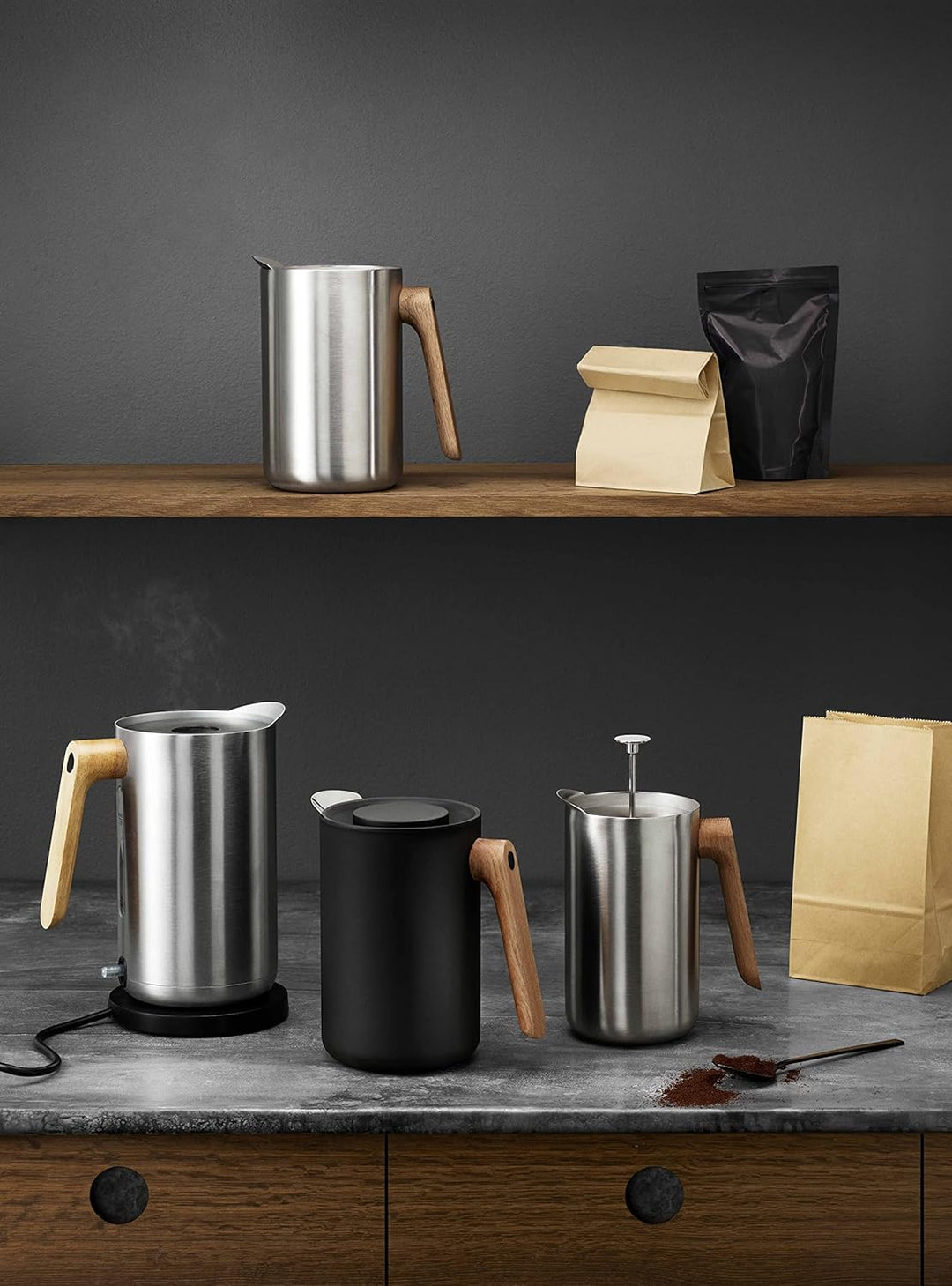 EVA SOLO | Isolierkanne 1,0l Nordic Kitchen Edelstahl | Der Vakuumstahleinsatz hält den Kaffee sehr