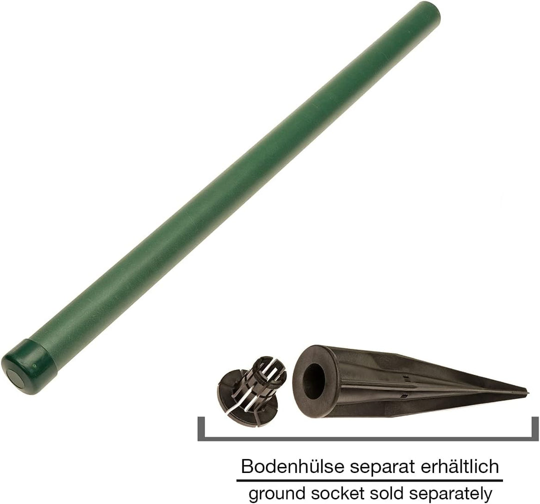 HaGa® Kunststoffpfahl 10 Stück inkl. Abdeckkappe - Zaunpfahl 3,8cm Stärke x 125cm Höhe - Pfahl glasf