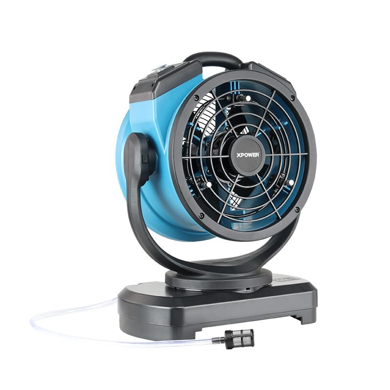 XPower Misting Fan Outdoor Cooling Oscillating Heavy Duty Powerful High Velocity Ideal for Camping,