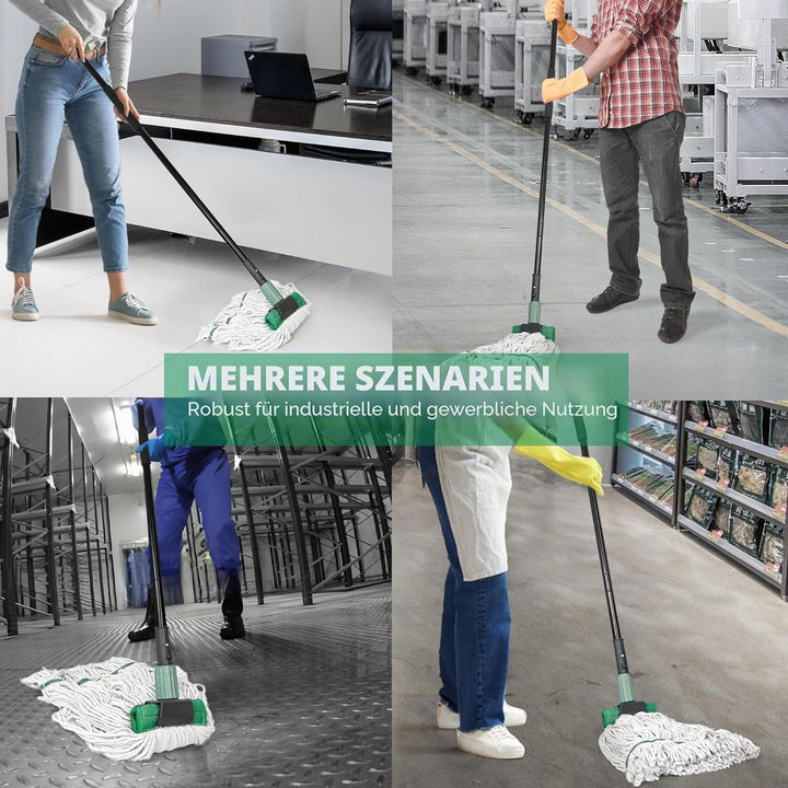 Heavy Duty Industrie-Mopp mit 146 cm Langem Griff, Robuster Bodenwischer für Garage, Lagerhalle & We