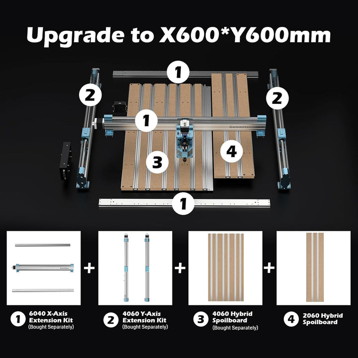 Genmitsu 4040-PRO X-Achsen-Erweiterungskit, 4040 Upgrade auf 6040, CNC-Zubehör für 4040-PRO CNC-Fräs