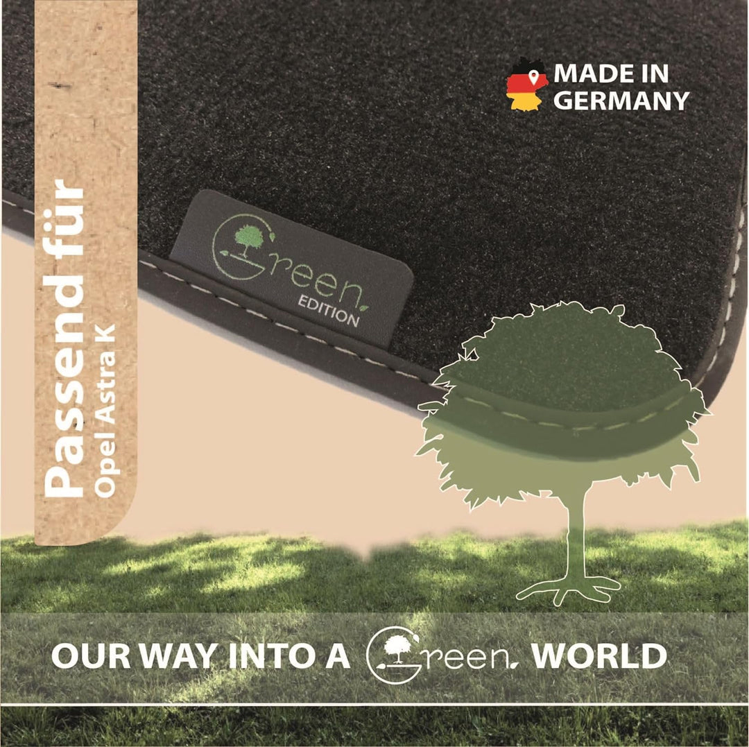MAT10 Green Edition – Auto-Fussmatten passend für Opel Astra K (BJ 10/2015-09/2022, 5-Türer) | nachh