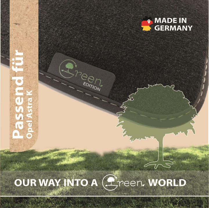 MAT10 Green Edition – Auto-Fussmatten passend für Opel Astra K (BJ 10/2015-09/2022, 5-Türer) | nachh