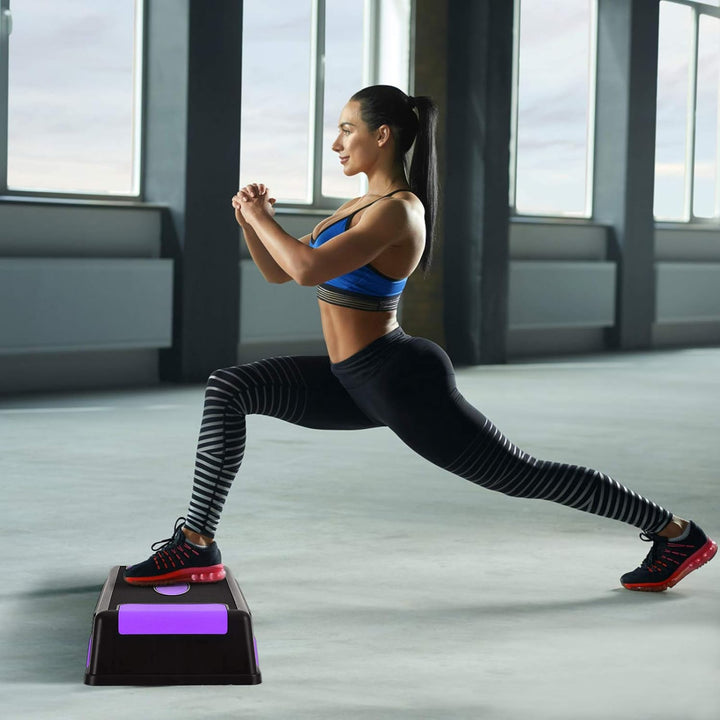 KOMFOTTEU Aerobic Stepper höhenverstellbar in 3 Stufen, Fitnessbrett Stepbrett für Training, Cardio-