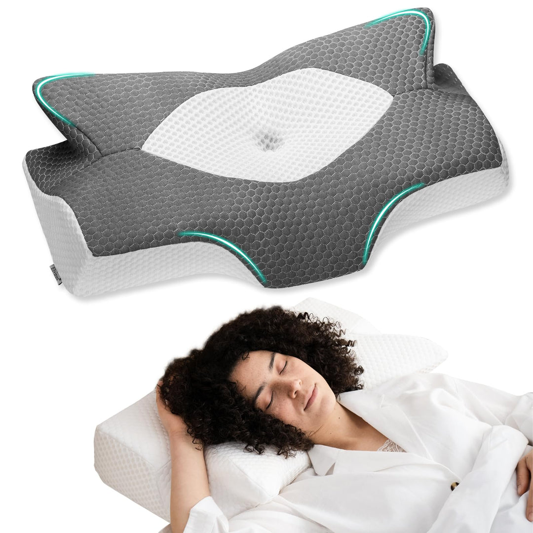 Elviros Orthopädisches Nackenkissen aus Memory Foam, Ergonomisches Kopfkissen Nackenschmerzen, für R