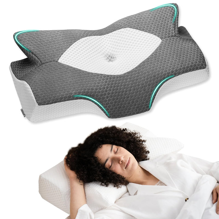 Elviros Orthopädisches Nackenkissen aus Memory Foam, Ergonomisches Kopfkissen Nackenschmerzen, für R
