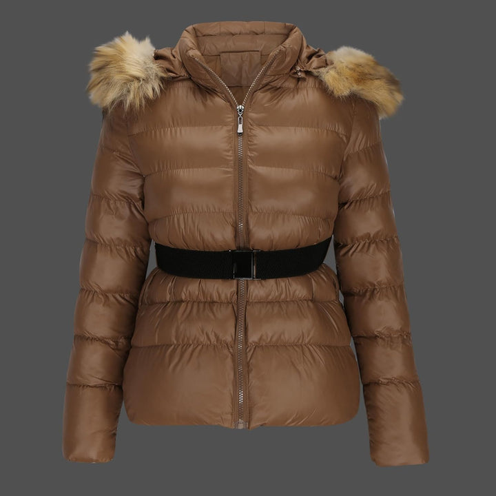 Damen Jacke Steppjacke Warme Winter Übergangsjacke Gesteppt Stepp Wintermantel mit Gürtel Daunenmant