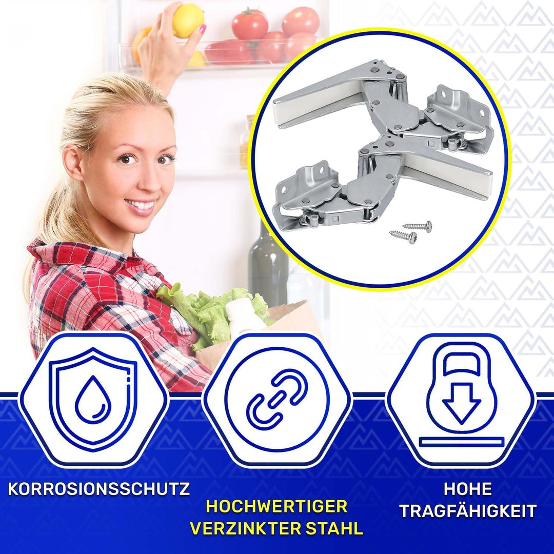 Kit 2 Stück Kühlschrank Scharnier Oben und Unten mit 2 Bolzen und 2 Stopfen mit dem Originalcode 583