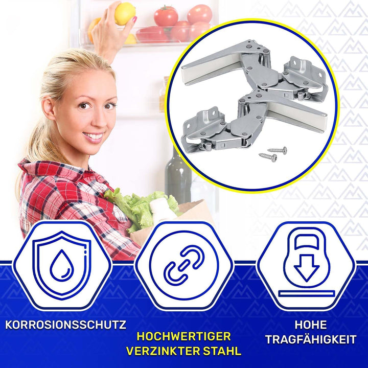 Kit 2 Stück Kühlschrank Scharnier Oben und Unten mit 2 Bolzen und 2 Stopfen mit dem Originalcode 583