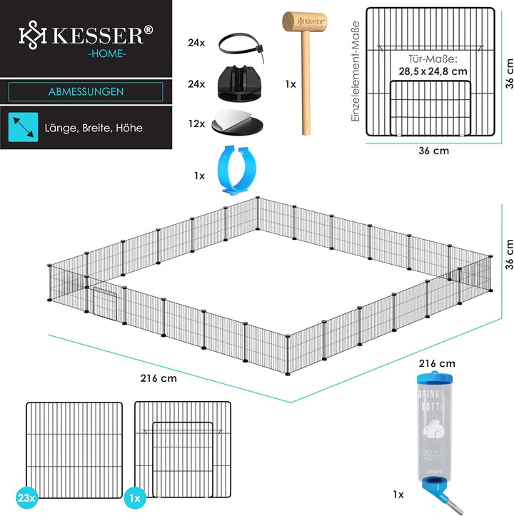 KESSER® Freigehege Gittergehege für Kaninchen aus Metallgitter XXL inkl. Tür Kleintiergehege Meersch