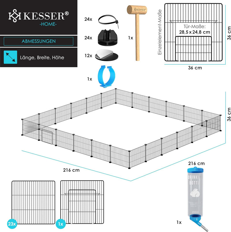 KESSER® Freigehege Gittergehege für Kaninchen aus Metallgitter XXL inkl. Tür Kleintiergehege Meersch