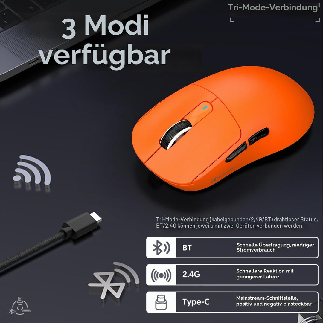 ATTACK SHARK X3 49g Ultralight Mouse, PixArt PAW3395 Gaming Sensor, BT/2.4G Wireless/Wired Gaming Mo
