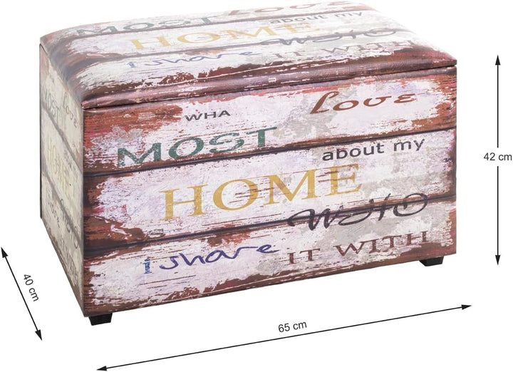 HAKU Möbel Sitztruhe, Kunstleder, Motiv, B 65 x T 40 x H 42 cm Home 65 x 40 x H 42 cm Motiv, Home 65