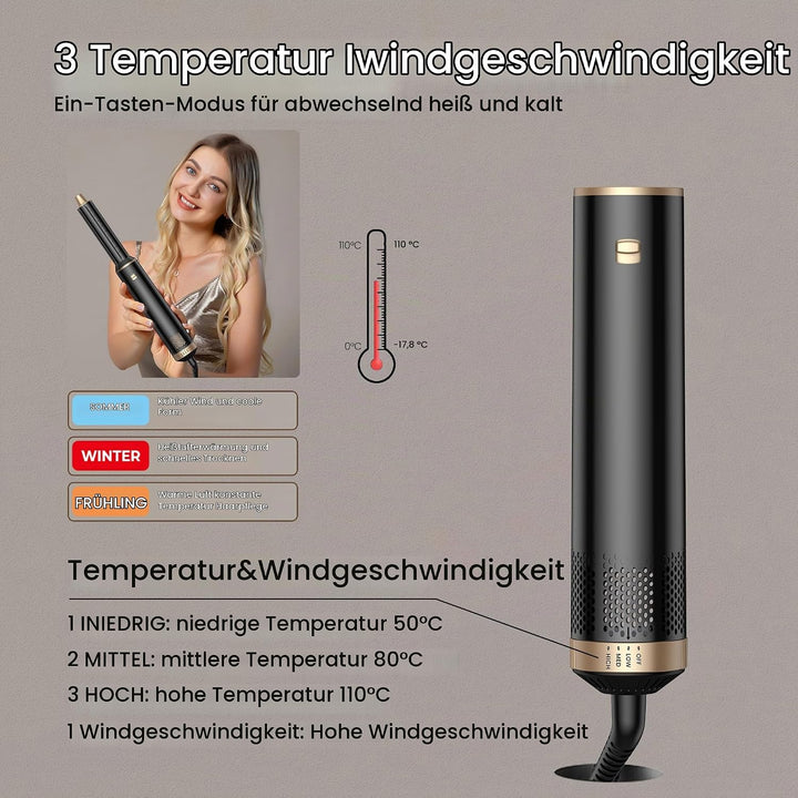 Hair Styler Set 5 in 1 Hairstyler 5 in 1 mit Rundbürstenföhn, Warmluftbürste, Föhnbürste, Haartrockn