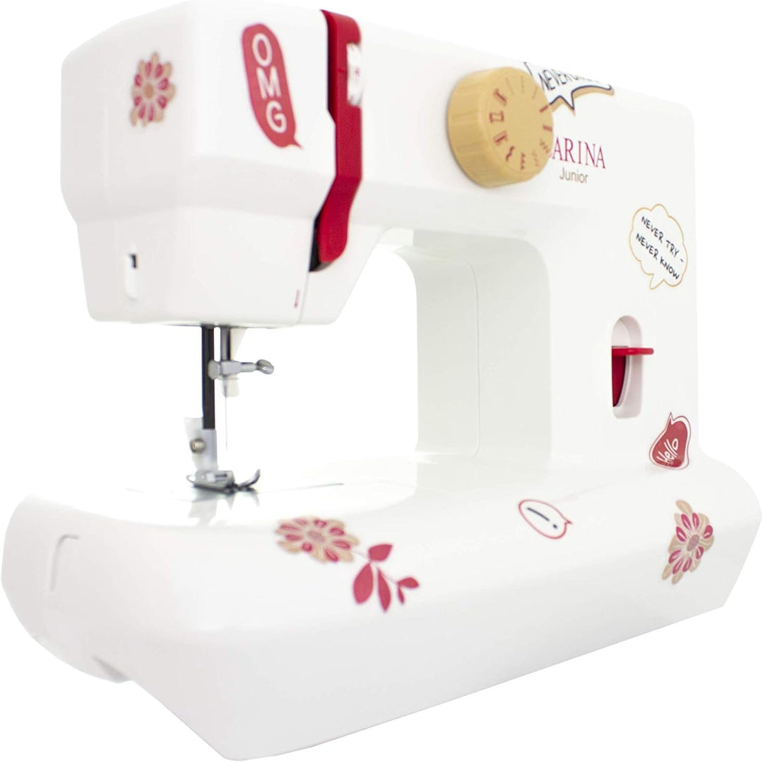 Carina Junior - Mechanische Nähmaschine für Näh-Einsteiger & Anfänger mit Griff, 6 Stichprogrammen,