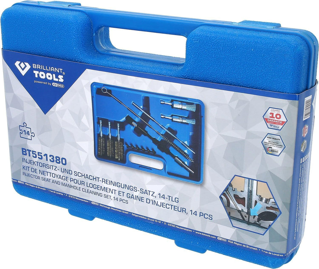 BRILLIANT TOOLS BT551380 Injektorsitz- und Schacht-Reinigungs-Satz, 14-tlg. [Powered by KS Tools]