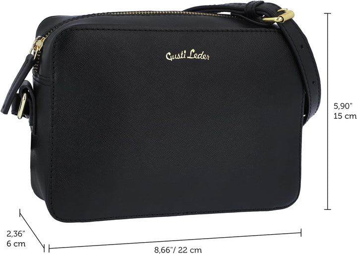 Gusti Umhängetasche Leder - Almina Damen Handtasche Schultertasche Crossbody bag Ledertasche Vintage
