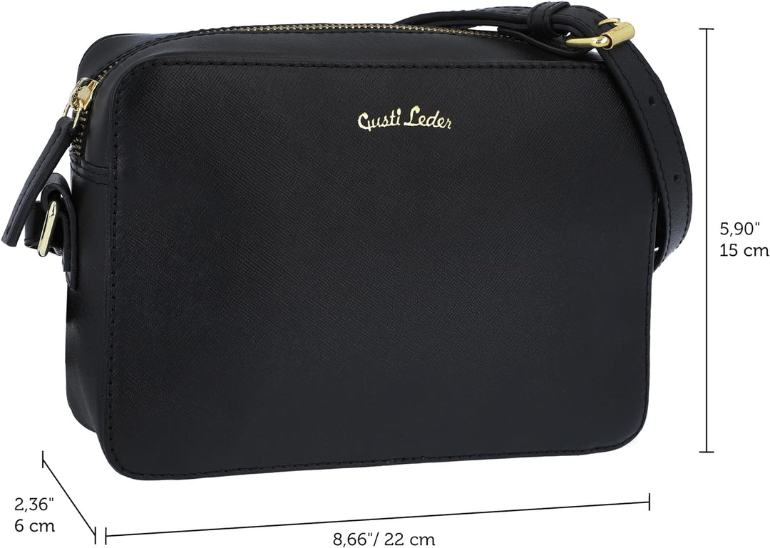 Gusti Umhängetasche Leder - Almina Damen Handtasche Schultertasche Crossbody bag Ledertasche Vintage