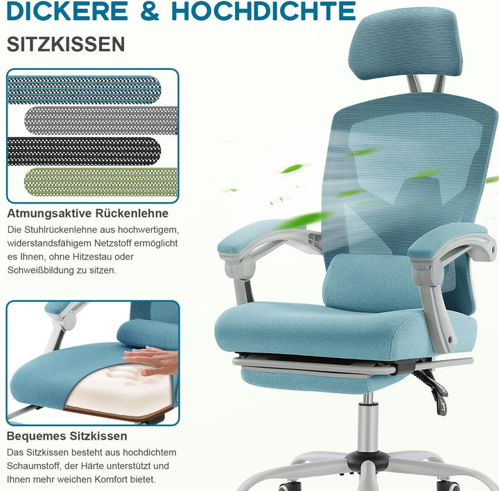 DUMOS Bürostuhl Ergonomisch EIN Schreibtischstuhl mit Komfortarmlehnen Ausgestattet mit Einer Bequem
