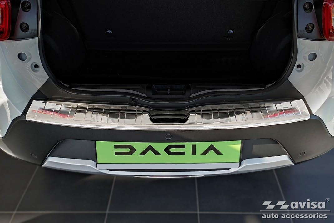 Avisa Edelstahl Heckstossstangenschutz kompatibel mit Dacia Spring 2020- 'Ribs'