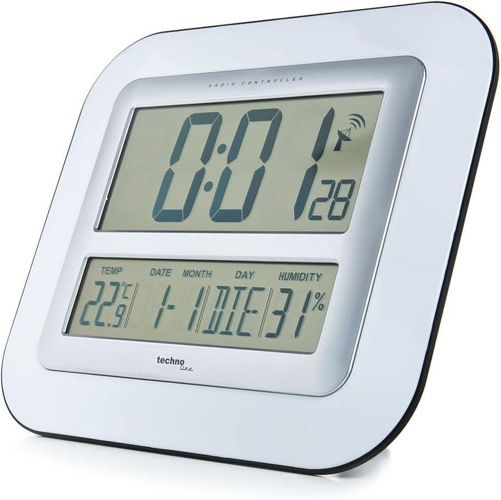 Technoline digitale Funk-Wanduhr WS 8006, Grösse: 280 x 32 x 245 mm, Weiss