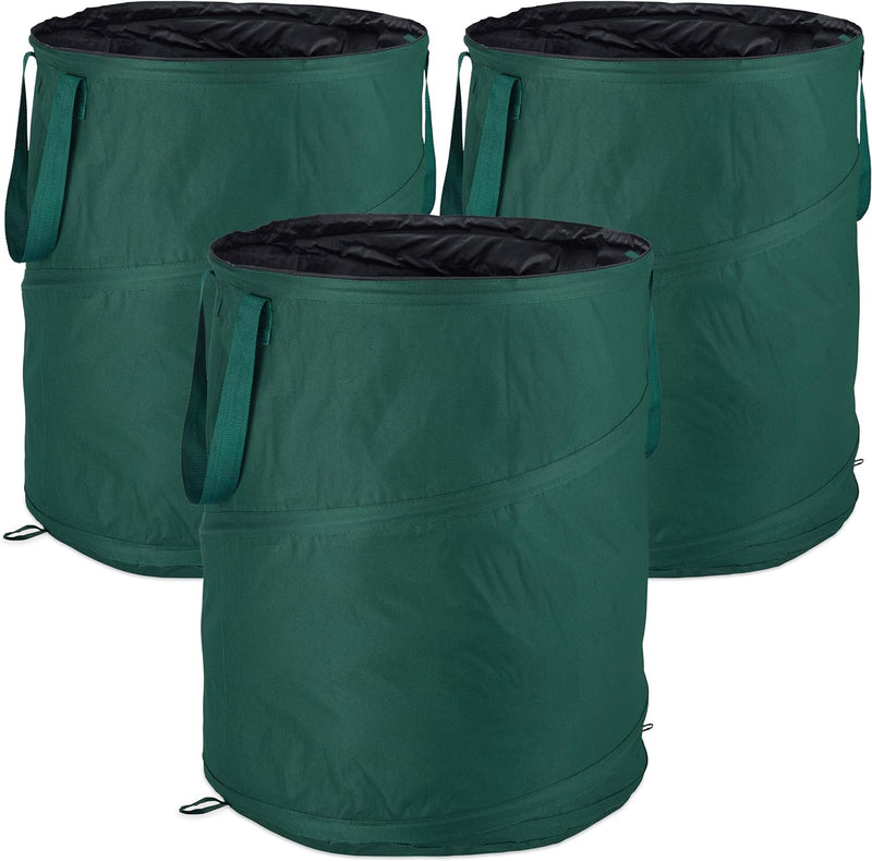 Relaxdays Laubsack selbstaufstellend, 3er-Set, Gartenabfallsack Pop-Up, 160 L, Gartensack selbststeh