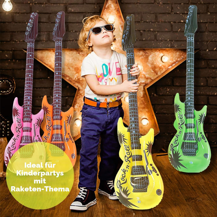 Novelty Place 12 Stück Luftgitarren Bunt Aufblasbar Gitarre Spielzeug Perfekt für Kindergeburtstage