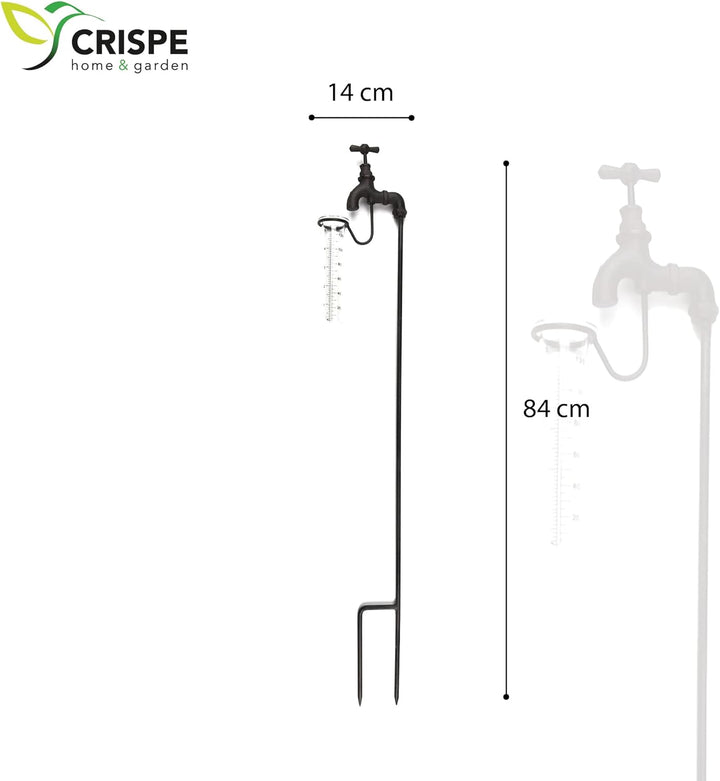 Crispe home & garden Regenmesser - Wasserhahn - dekorativ und robust - Höhe 84 cm - Niederschlagsmen