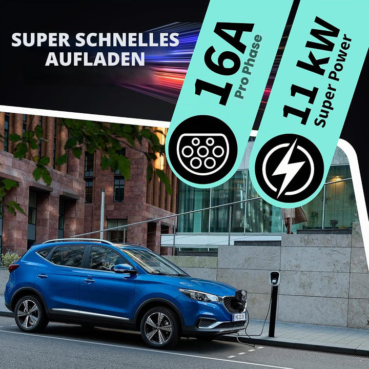 Loady typ 2 ladekabel 10m | 11 kW | 3 Phasen 16A | Extra langes 10 Meter Kabel für Auto EV/PHEV - La