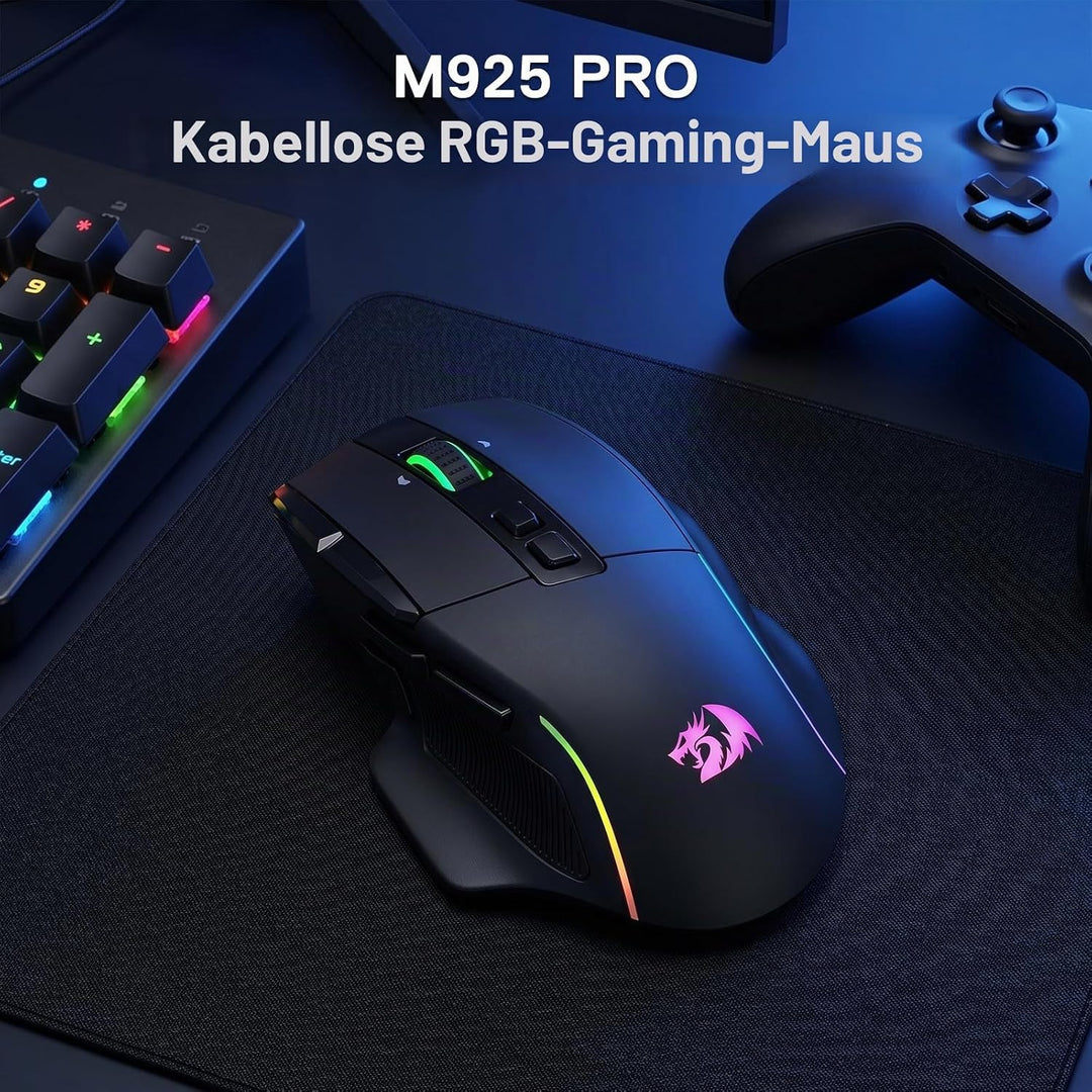 Redragon M925 PRO Kabellose Gaming-Maus, 26.000 DPI Optisch RGB Maus 10 programmierbaren Tasten, ult
