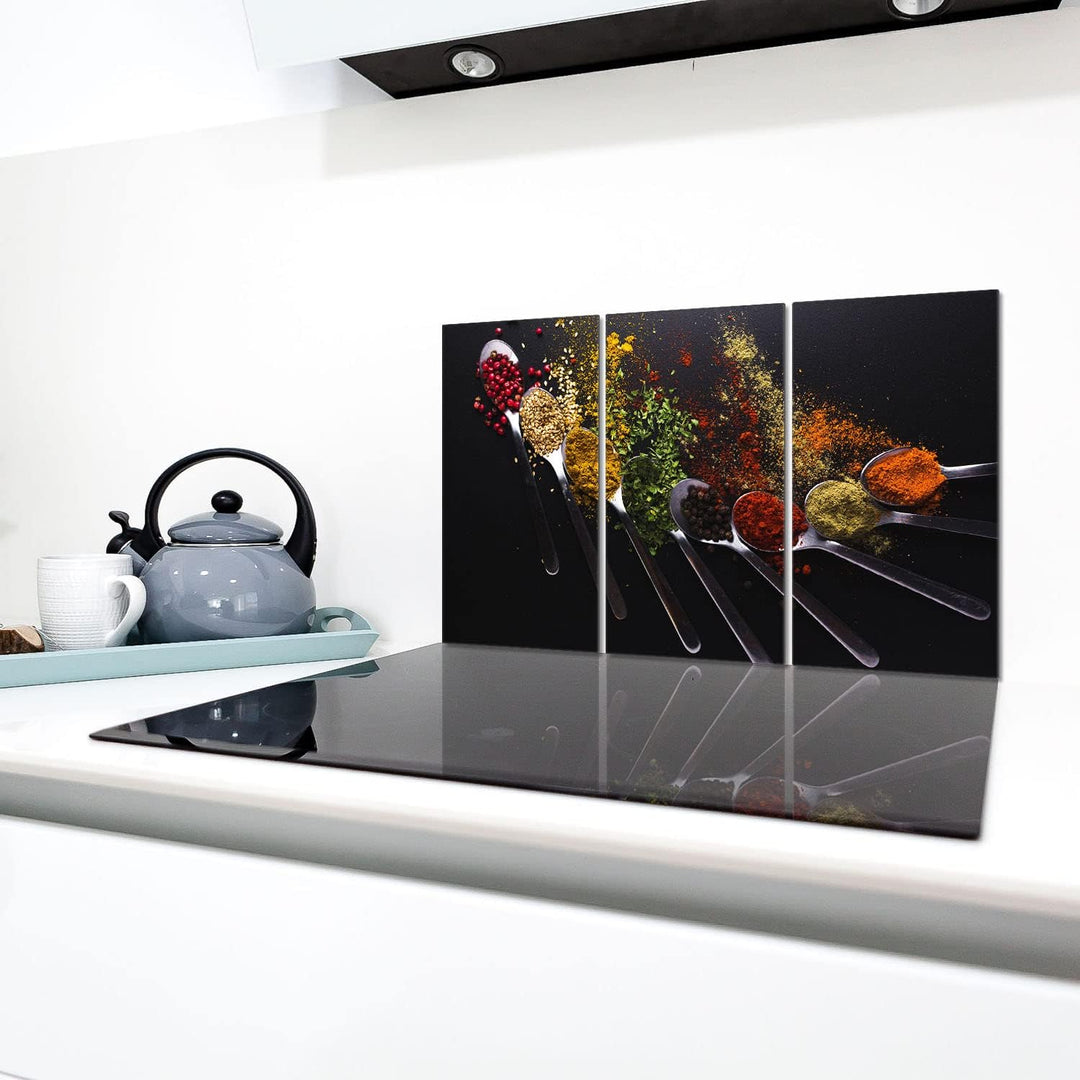 Herdabdeckplatten 3 Teilig 90x52 cm Ceranfeldabdeckung Küche Elektroherd Induktion Herdschutz Spritz