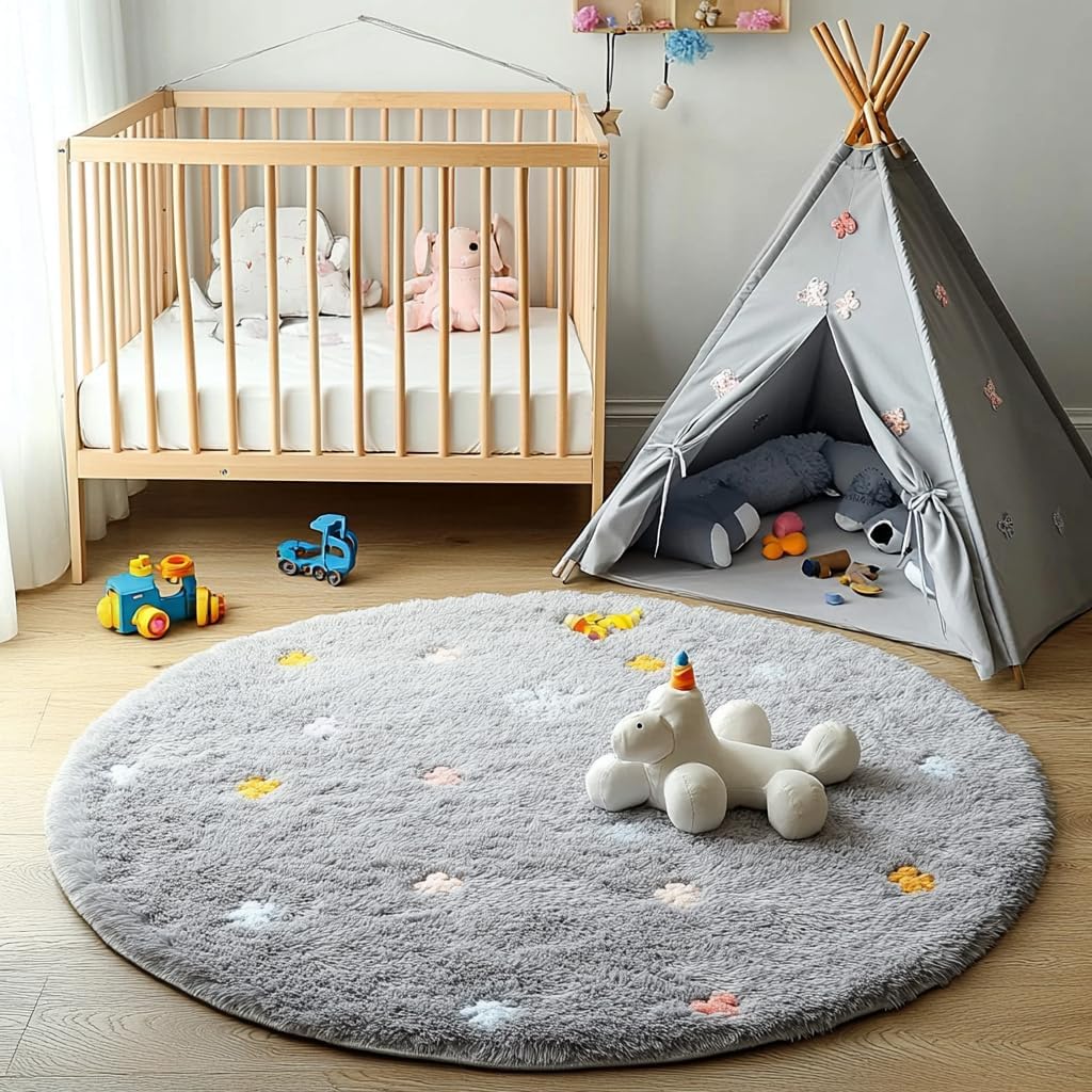 Teppich Rund Teppich Wohnzimmer Hochflor Teppiche Langflor Wohnzimmerteppich für Wohnzimmer Flauschi