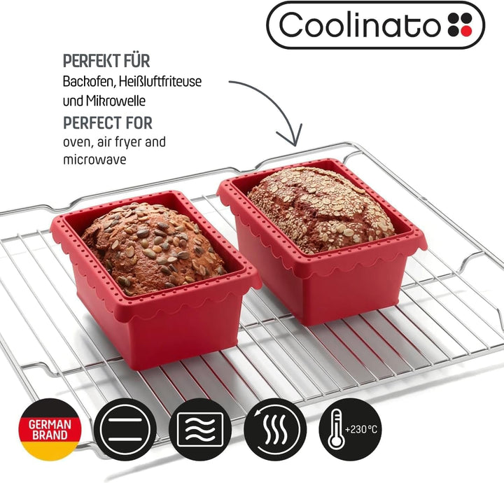 Coolinato - Mini Brotbackform 550g aus hitzebeständigem Platinsilikon Set 2er grau 17x13x7,5cm - Sil