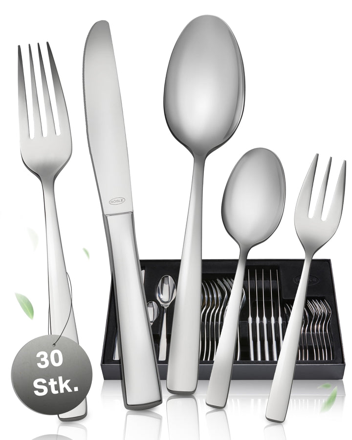 RÖSLE ELEGANCE Besteck 30-teilig, Hochwertiges Essbesteckset für 6 Personen aus Edelstahl 18/10, Kli