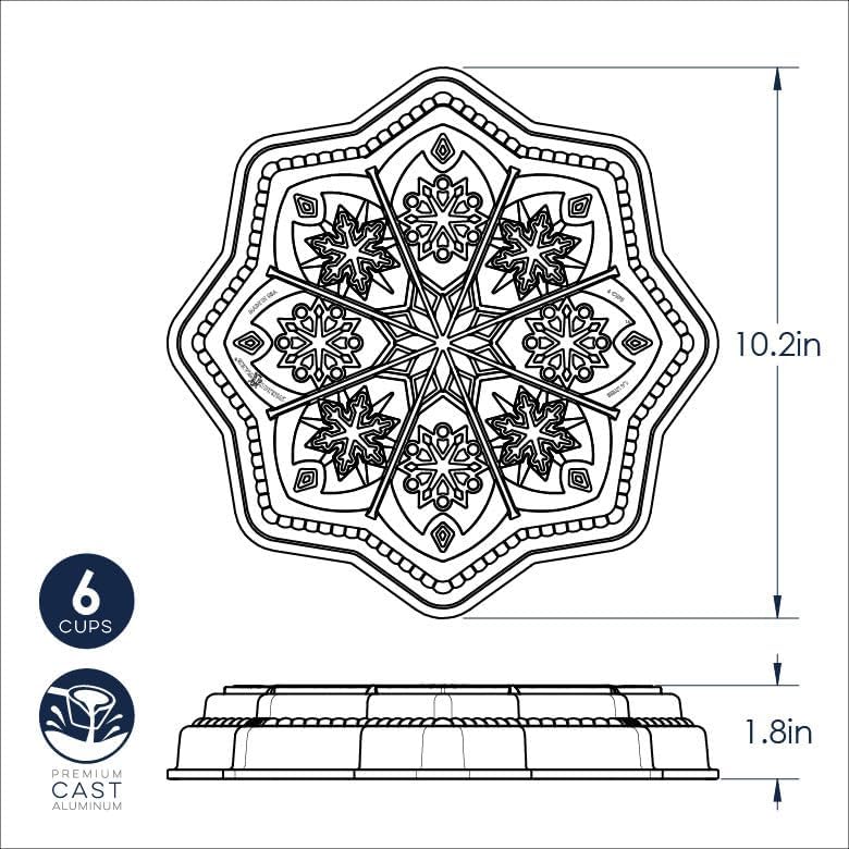 Nordic Ware Backform Schneeflocke Aluminium Grau, 24,6cm x 24,6cm, NW 03048