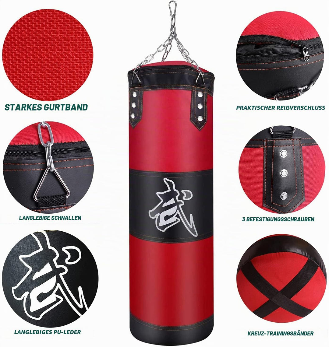Boxsack Set Heavy Duty Punchingsäcke UNGEFÜLLT, Hängende Boxing Bag für Erwachsene Kinder, Punching