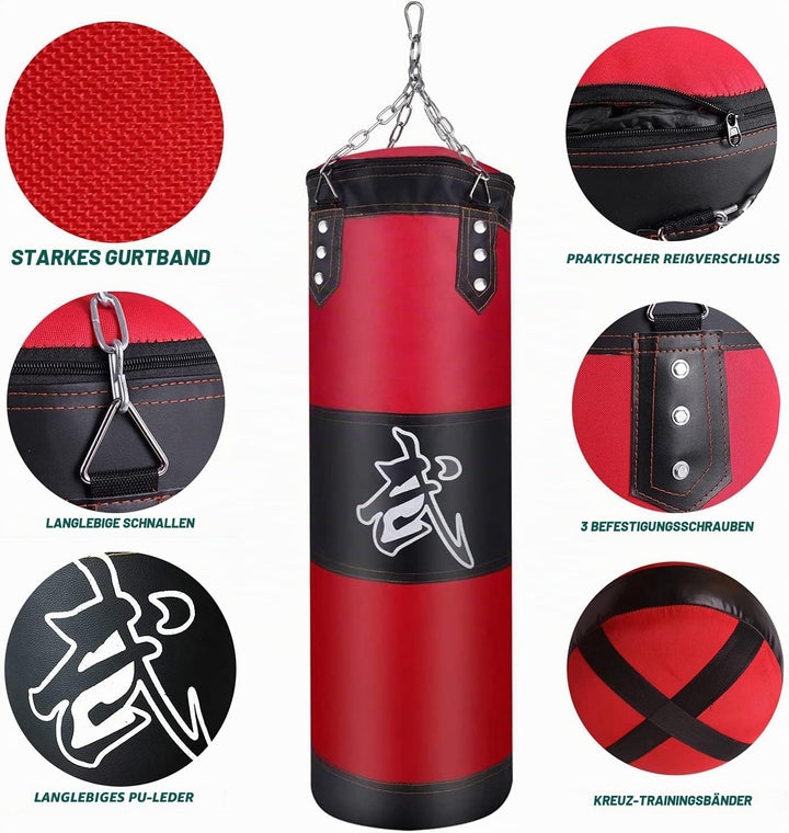 Boxsack Set Heavy Duty Punchingsäcke UNGEFÜLLT, Hängende Boxing Bag für Erwachsene Kinder, Punching