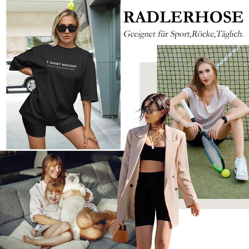 Yeblues Radlerhose Damen Kurz Hose,3er Pack Anti Scheuern Radlerhosen Shorts Damen Kurze Hosen für K