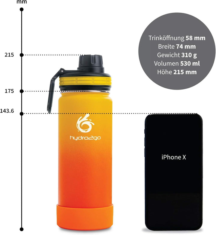 hydro2go Edelstahl Trinkflasche – BPA-freie Isolierflasche für Kinder, Schule, Sport & Outdoor – Häl