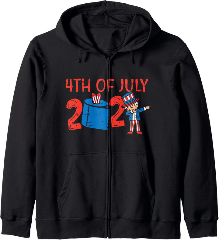 4th Of July 2021 Toilet Paper Dab Uncle Sam Face Mask Funny Kapuzenjacke