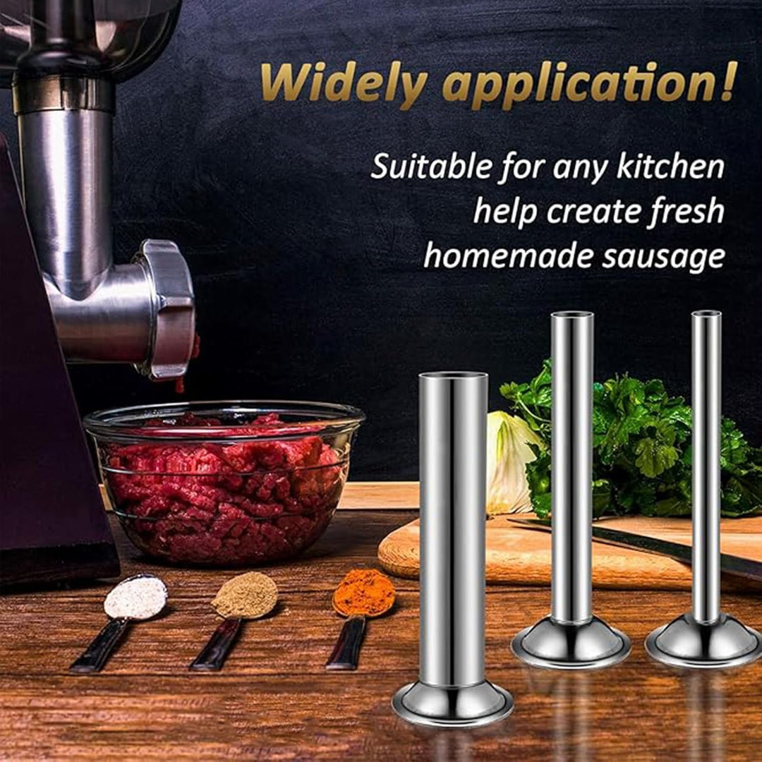 3 Stück Wurstfüller Rohre Kit Edelstahl Füllung Rohre Trichter Düsen Ersatzteile Füllstoff Rohr für