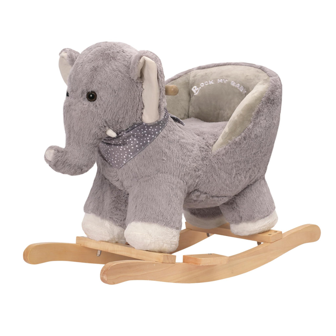 Plüsch Rocking Horse - weicher gefüllter Körper, Sicherheitssitz Stuhl, Holz Rockers, Musikknopf - K