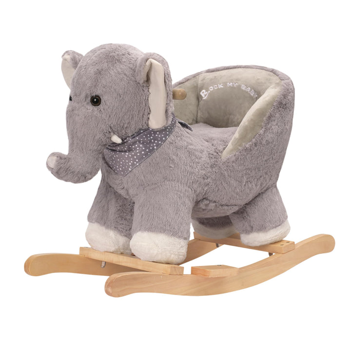 Plüsch Rocking Horse - weicher gefüllter Körper, Sicherheitssitz Stuhl, Holz Rockers, Musikknopf - K