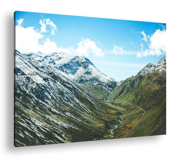 deyoli durch die Berge schlingendes Tal Format: 60x40 als Leinwandbild, Motiv fertig gerahmt auf Ech