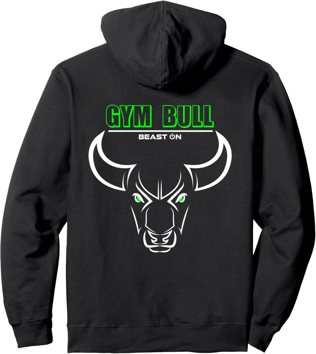 Gym Bull Head Print auf der Rückseite grün Gym Fitness Workout Pullover Hoodie